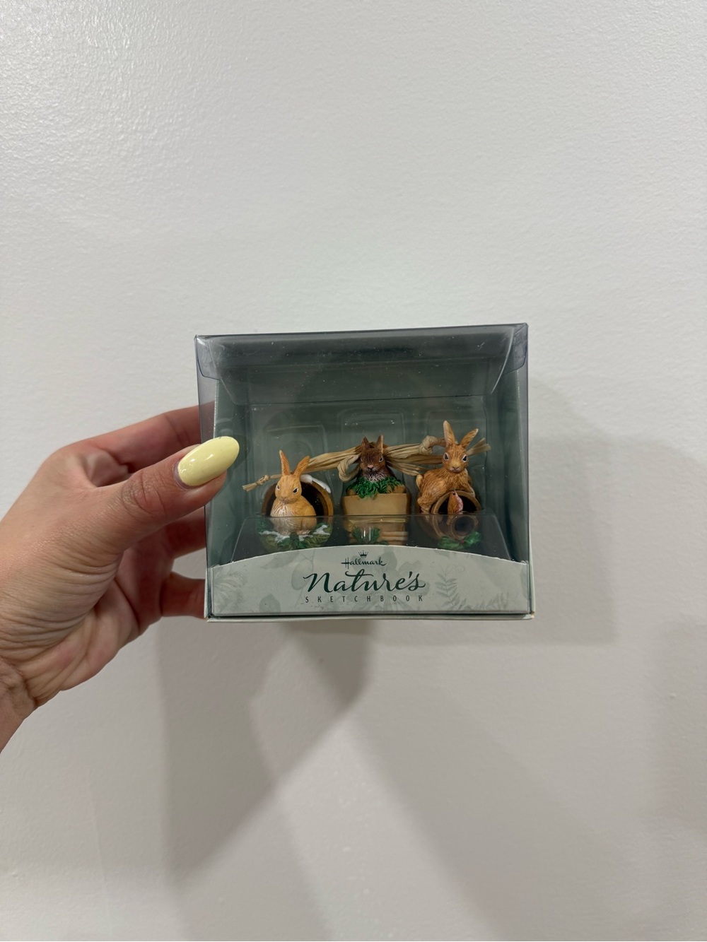 Hallmark Nature's Sketchbook Yellow Bunny Figurine Trio